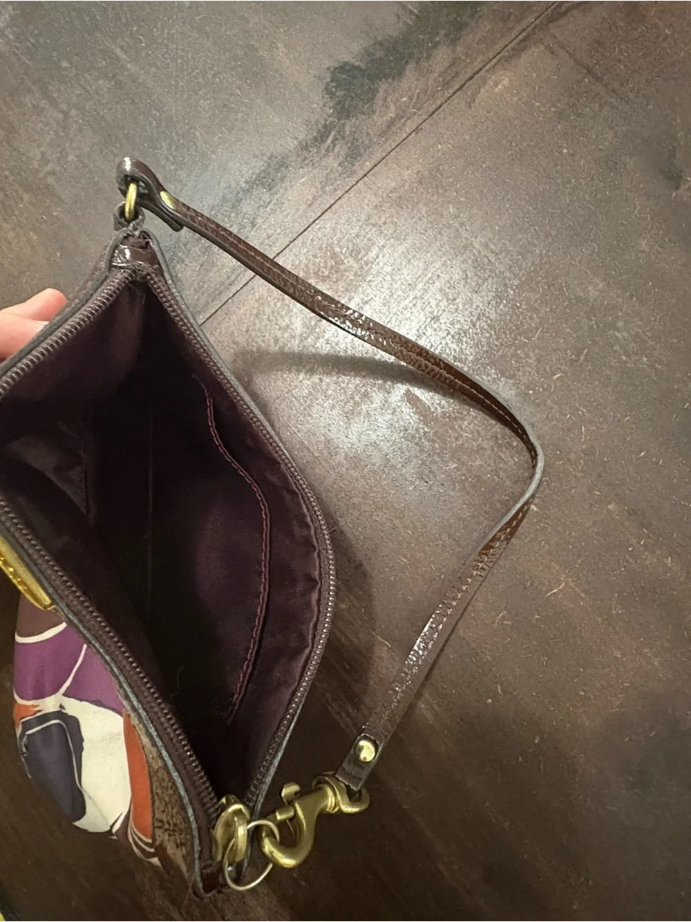 Coach Signature Ashley Scarf Print Wristlet Pouch